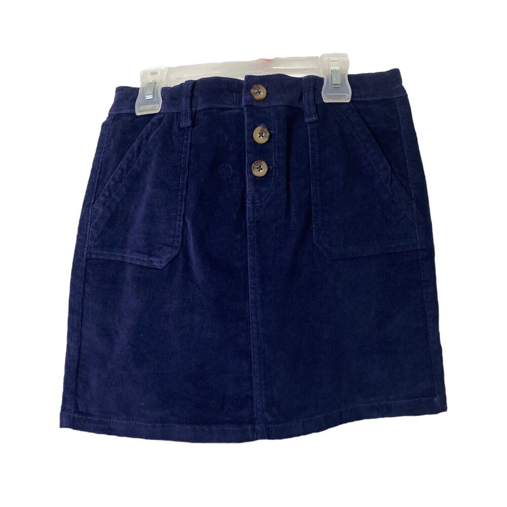 Joe Fresh Girl's Skirt Blue Micro-Corduroy Short Button Close Pockets Size 14